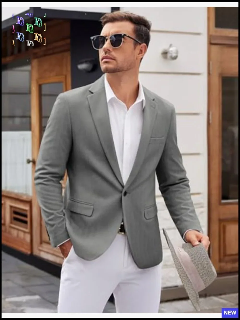 Tweed Herringbone Blazer Slim Fit Casual Formal One Button Sport Coat